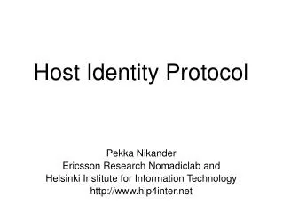 host identity protocol
