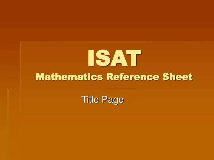 isat mathematics reference sheet