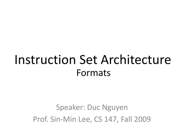 instruction set architecture