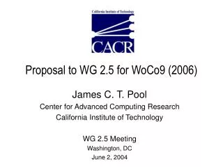Proposal to WG 2.5 for WoCo9 (2006)
