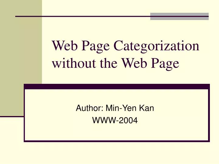 web page categorization without the web page
