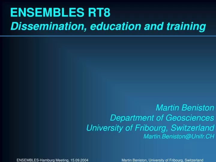 ensembles rt8 dissemination education and training