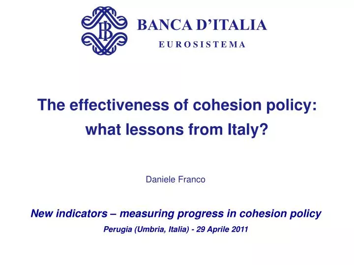 the effectiveness of cohesion policy what lessons from italy
