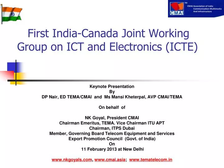 first india canada joint working group on ict and electronics icte