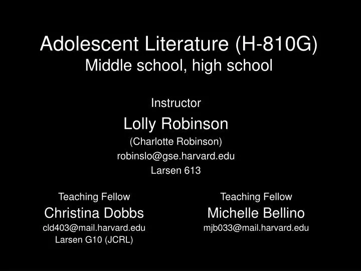 adolescent literature h 810g middle school high school