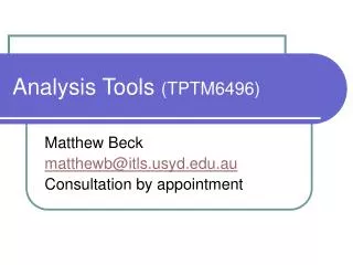 Analysis Tools (TPTM6496)