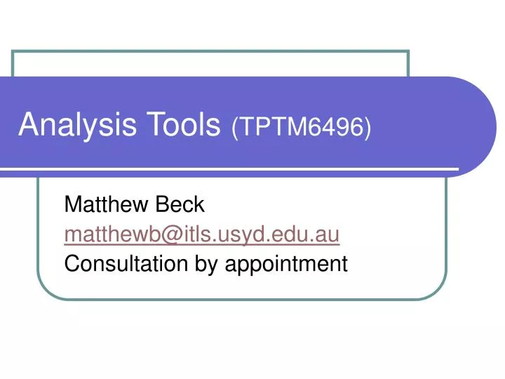 analysis tools tptm6496