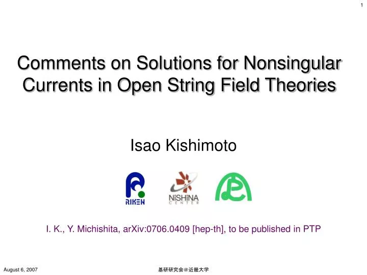 comments on solutions for nonsingular currents in open string field theories