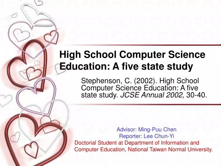 high school computer science education a five state study