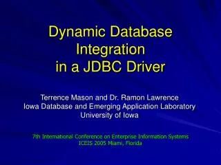 Dynamic Database Integration in a JDBC Driver