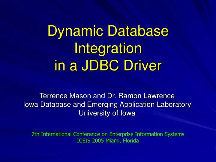 dynamic database integration in a jdbc driver