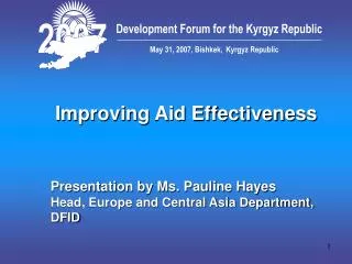 Improving Aid Effectiveness