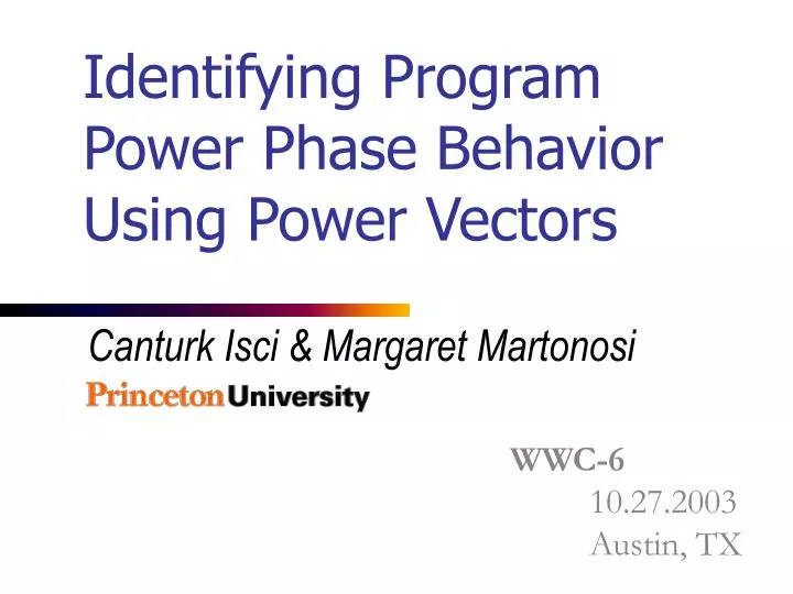 identifying program power phase behavior using power vectors