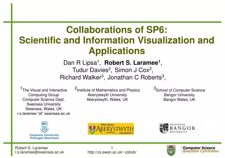 collaborations of sp6 scientific and information visualization and applications