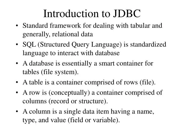 introduction to jdbc