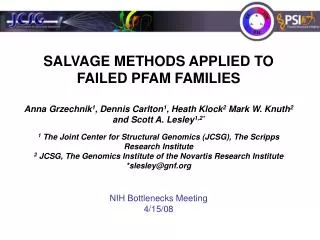 SALVAGE METHODS APPLIED TO FAILED PFAM FAMILIES