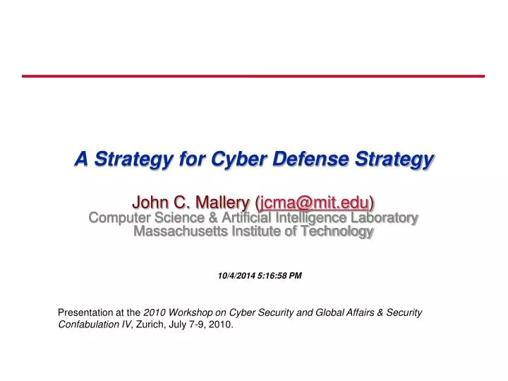 a strategy for cyber defense strategy