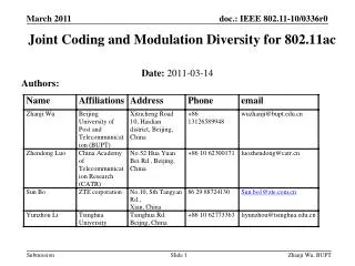 Joint Coding and Modulation Diversity for 802.11ac