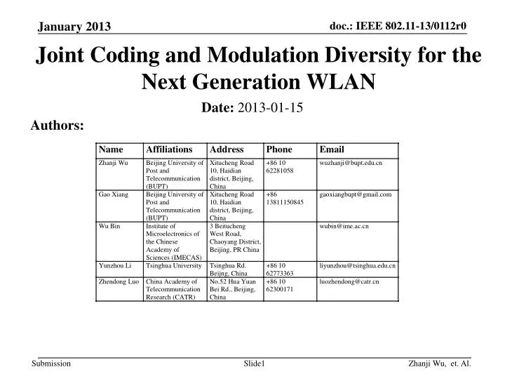 joint coding and modulation diversity for the next generation wlan
