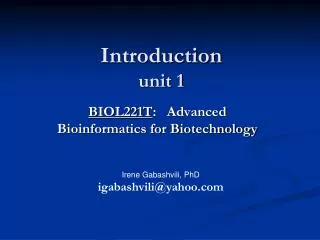 Introduction unit 1