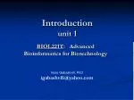 Advanced Bioinformatics for Biotechnology Course - slide 1