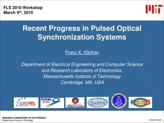 Recent Progress in Pulsed Optical Synchronization Systems