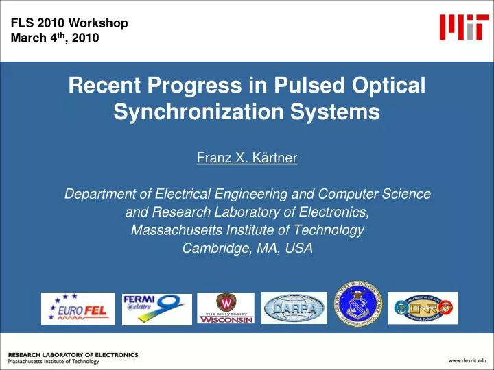 recent progress in pulsed optical synchronization systems