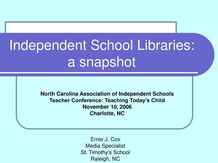 independent school libraries a snapshot