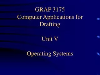 GRAP 3175 Computer Applications for Drafting Unit V Operating Systems