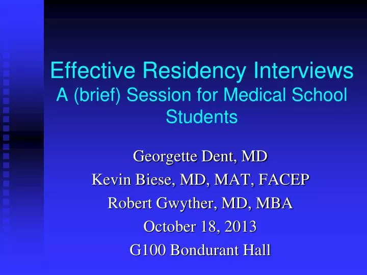 effective residency interviews a brief session for medical school students