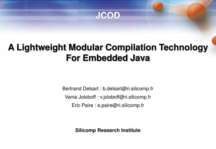 jcod a lightweight modular compilation technology for embedded java