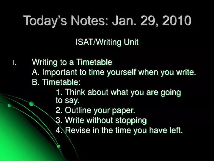 today s notes jan 29 2010