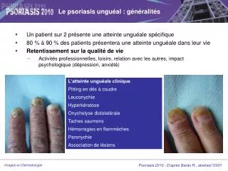 le psoriasis ungu al g n ralit s