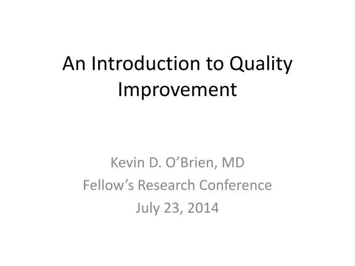 an introduction to quality improvement