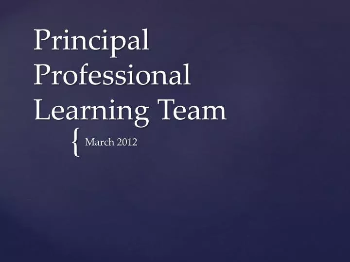 principal professional learning team