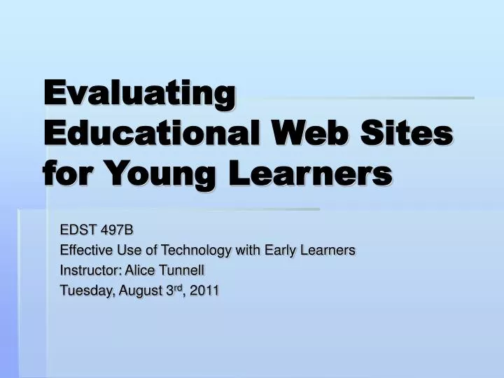 evaluating educational web sites for young learners