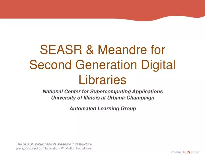 seasr meandre for second generation digital libraries