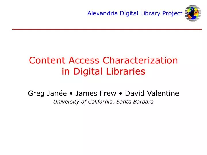 content access characterization in digital libraries