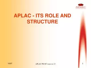 aplac its role and structure