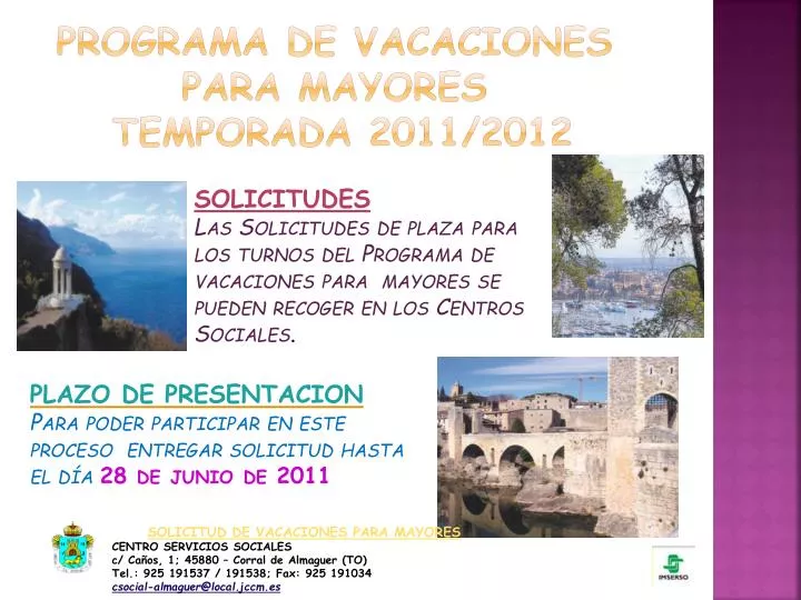 programa de vacaciones para mayores temporada 2011 2012
