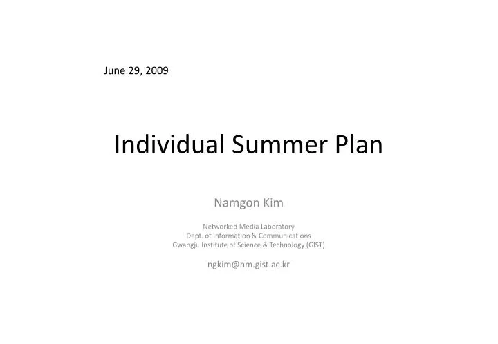 individual summer plan