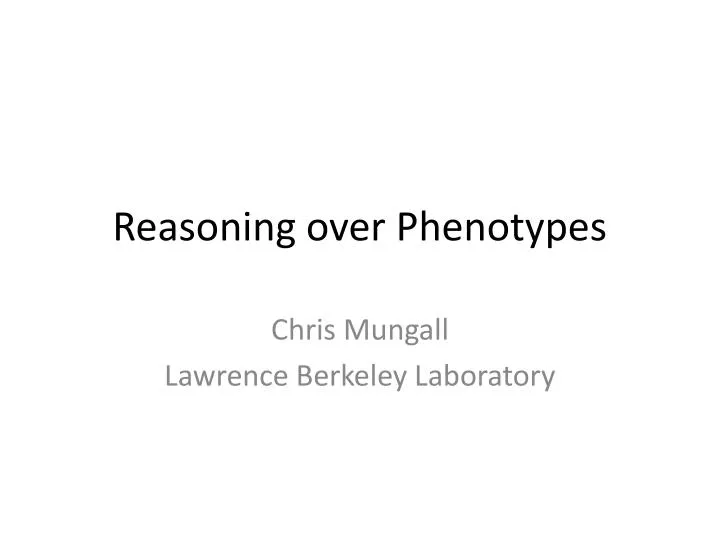 reasoning over phenotypes