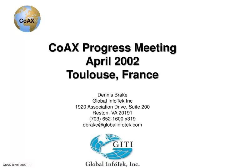 coax progress meeting april 2002 toulouse france