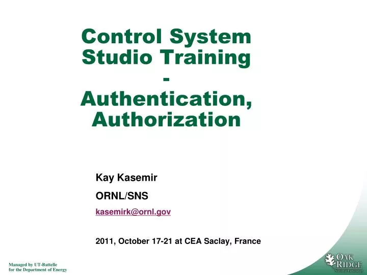 control system studio training authentication authorization