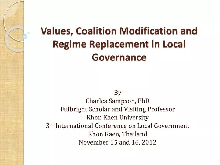 values coalition modification and regime replacement in local governance