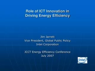 Role of ICT Innovation in Driving Energy Efficiency