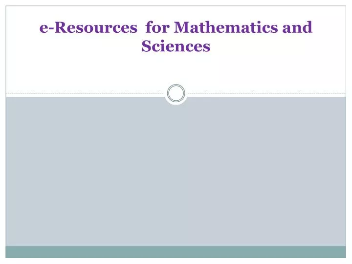 e resources for mathematics and sciences