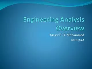 Engineering Analysis Overview