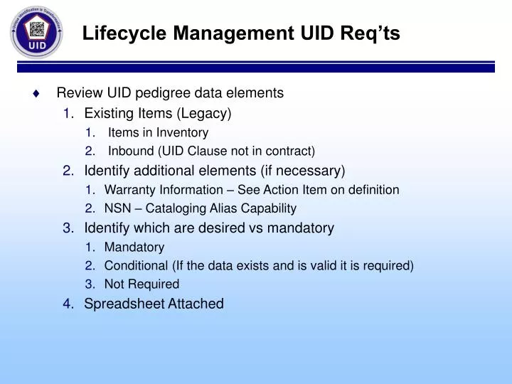 lifecycle management uid req ts
