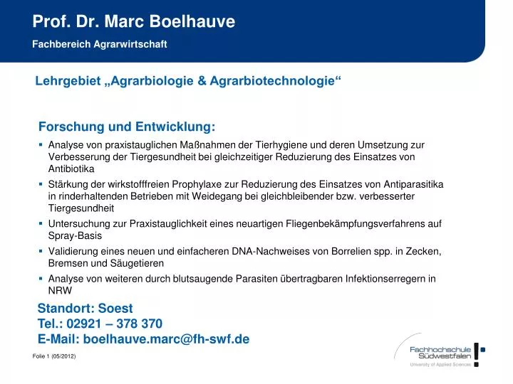 prof dr marc boelhauve fachbereich agrarwirtschaft